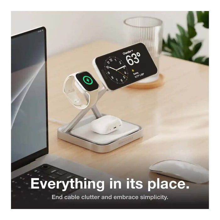 NOCO 3-In-1 Qi2 15W Wireless Charging Stand Silver