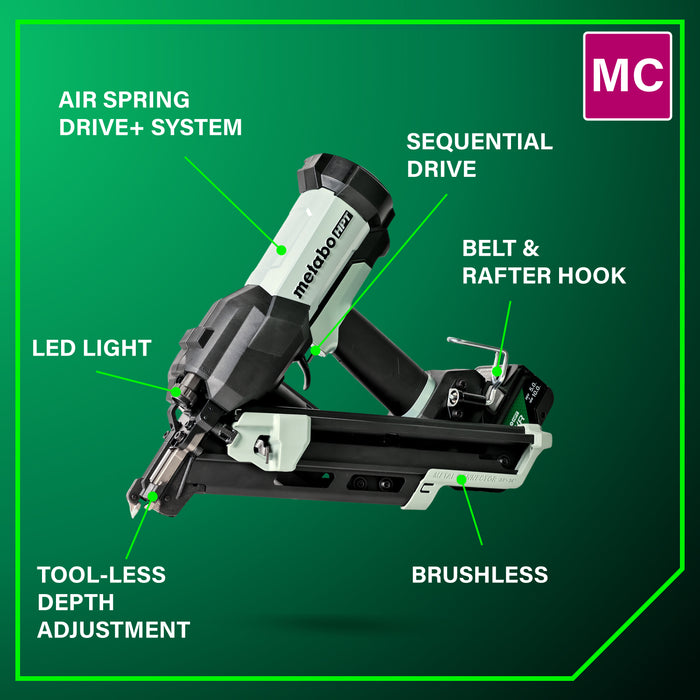 Metabo HPT 18V Cordless Pneumatic 2-1/2" Metal Connector Nailer Kit