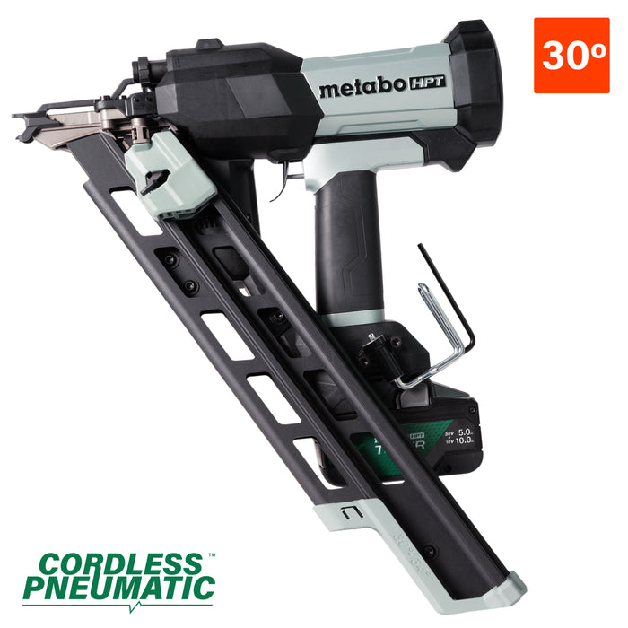 Metabo HPT 18V 30° Cordless Pneumatic 3-1/2" Paper Strip Framing Nailer Kit