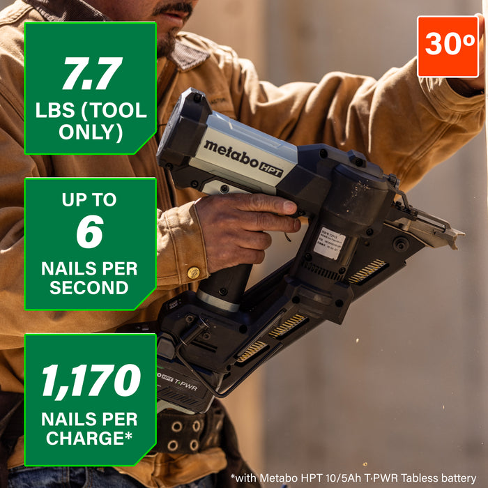 Metabo HPT 18V 30° Cordless Pneumatic 3-1/2" Paper Strip Framing Nailer Kit