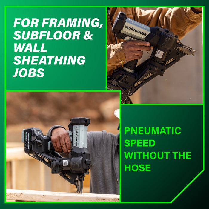 Metabo HPT 18V 30° Cordless Pneumatic 3-1/2" Paper Strip Framing Nailer Kit