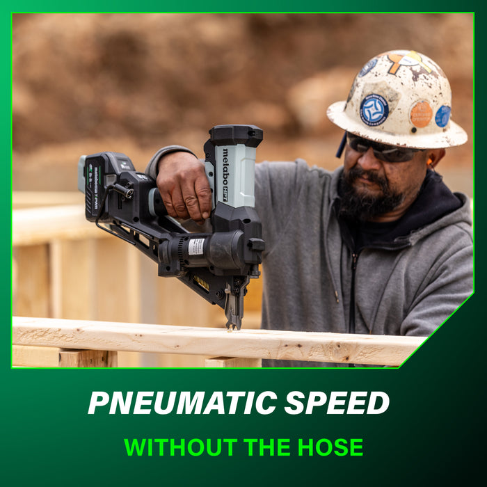 Metabo HPT 18V 30° Cordless Pneumatic 3-1/2" Paper Strip Framing Nailer Kit