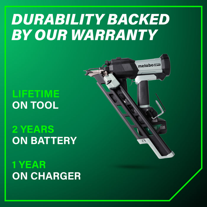 Metabo HPT 18V 30° Cordless Pneumatic 3-1/2" Paper Strip Framing Nailer Kit