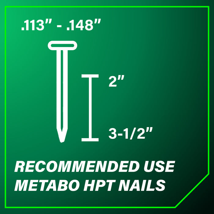 Metabo HPT 18V 21° Cordless Pneumatic 3-1/2” Plastic Strip Framing Nailer Kit