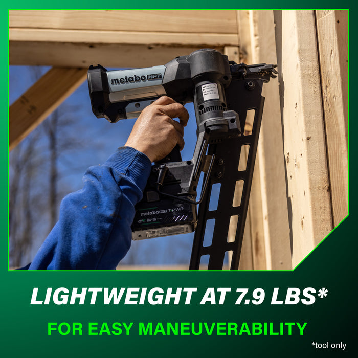 Metabo HPT 18V 21° Cordless Pneumatic 3-1/2” Plastic Strip Framing Nailer Kit