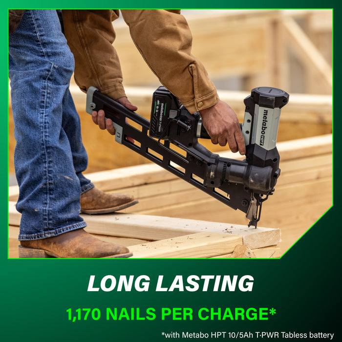 Metabo HPT 18V 21° Cordless Pneumatic 3-1/2” Plastic Strip Framing Nailer Kit