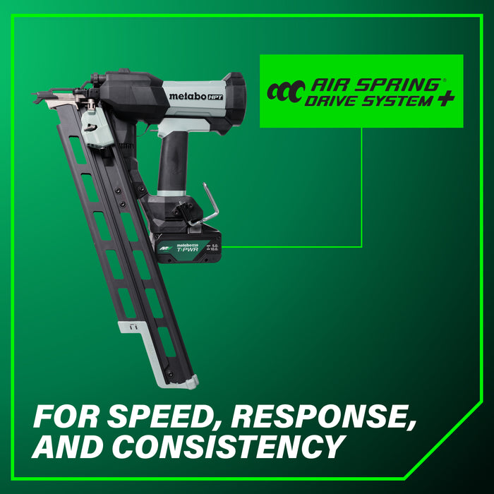 Metabo HPT 18V 21° Cordless Pneumatic 3-1/2” Plastic Strip Framing Nailer Kit