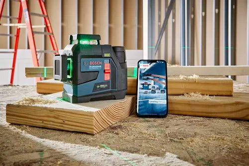 BOSCH 12V Max 360⁰ Connected Green-Beam Three-Plane Leveling and Alignment Laser with (1) 12V Battery