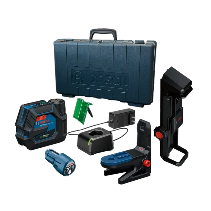 BOSCH 12V Max Connected Green-Beam Cross-Line Laser with Plumb Points and 12V Battery