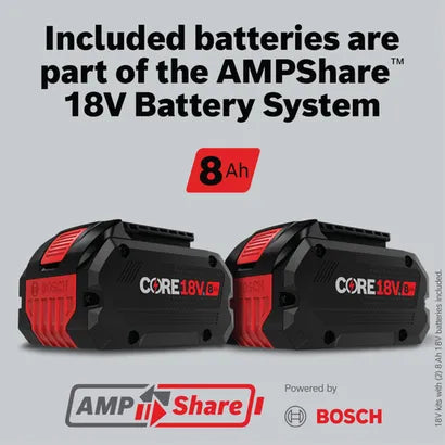 BOSCH 18V Brushless Connected-Ready SDS-plus® Bulldog™ 1-1/8 In. Rotary Hammer Kit with (2) CORE18V 8 Ah High Power Batteries