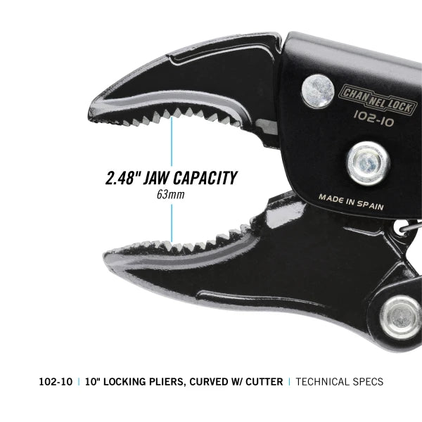 CHANNELLOCK 10" Locking Pliers, Curved Jaw