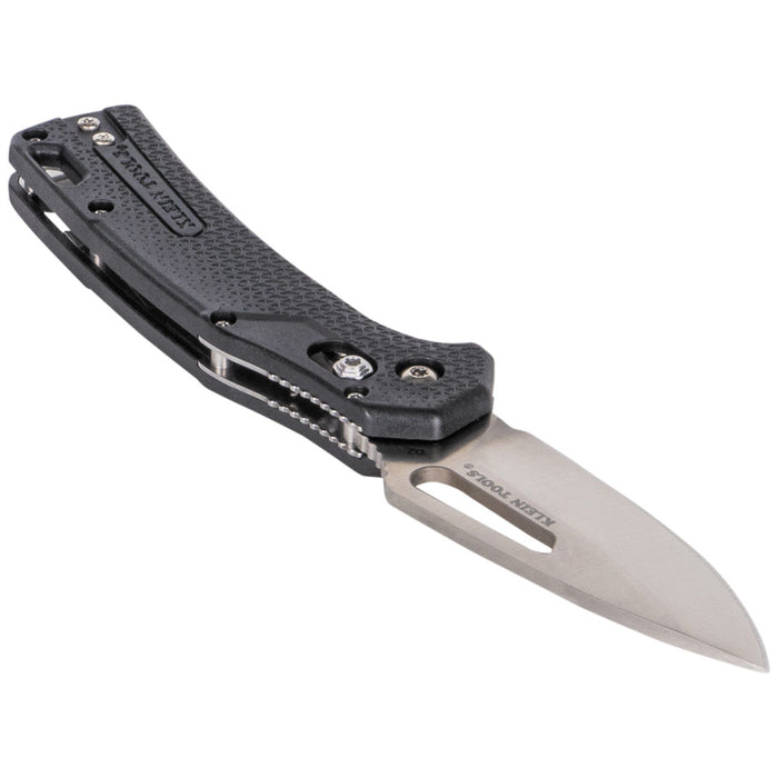 KLEIN TOOLS Drop Point Blade KTO Resurgence Knife w/ Black Handle