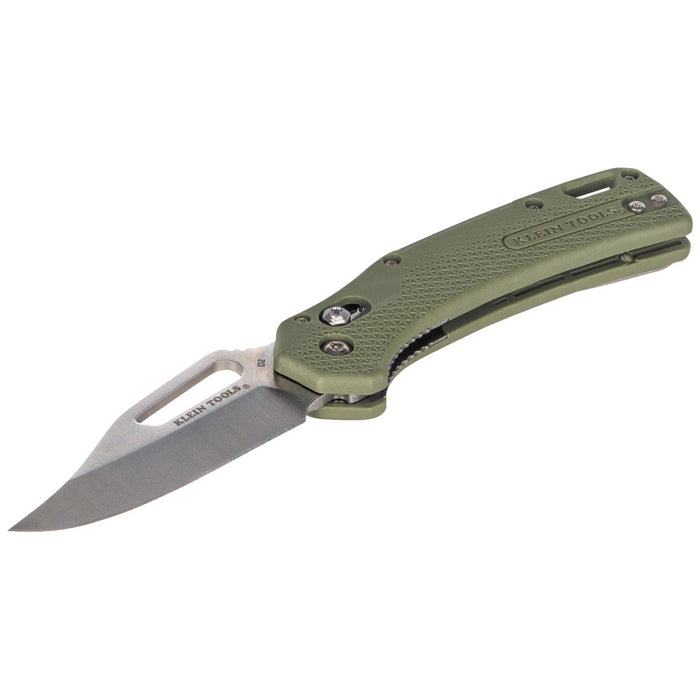 KLEIN TOOLS Cuchillo Resurgence KTO con hoja de punta de clip y mango verde musgo