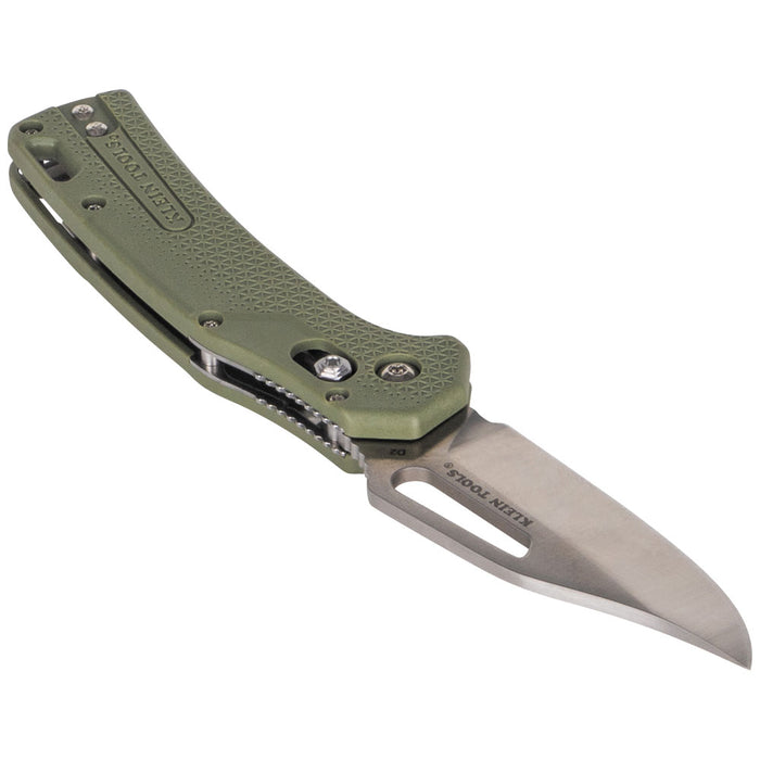 KLEIN TOOLS Cuchillo Resurgence KTO con hoja de punta de clip y mango verde musgo
