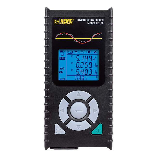 AEMC 2137.71 Power & Energy Logger Model PEL 52 (w/ LCD, w/ (2) MA193-10-BK)