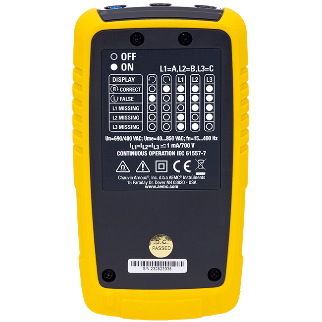 AEMC 2121.91 Phase Rotation Meter Model 6612