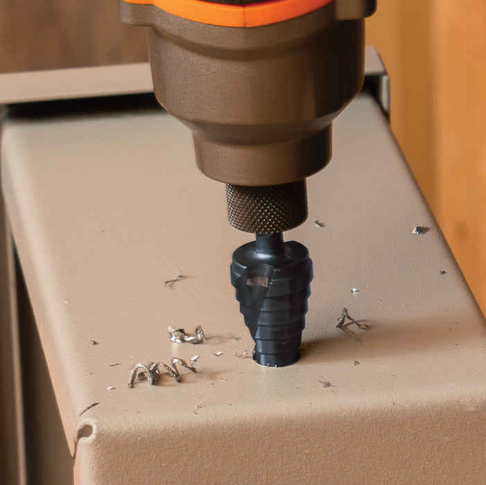 KLEIN TOOLS Step Drill Bit, Quick Release, Double Spiral Flute, 1/4 to 3/4-Inch