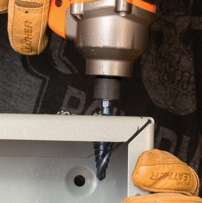 KLEIN TOOLS Step Drill Bit, Quick Release, Double Spiral Flute, 1/4 to 3/4-Inch