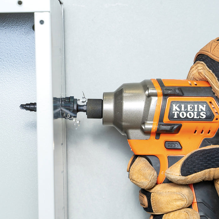 KLEIN TOOLS Step Drill Bit, Quick Release, Double Spiral Flute, 3/16 to 7/8-Inch