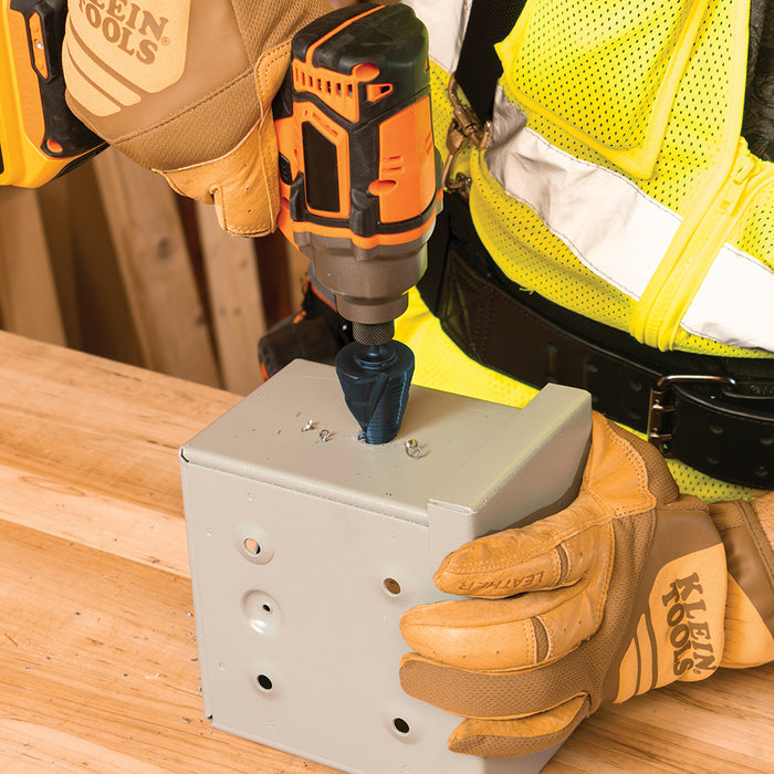 KLEIN TOOLS Step Drill Bit, Quick Release, Double Spiral Flute, 7/8 to 1-3/8-Inch