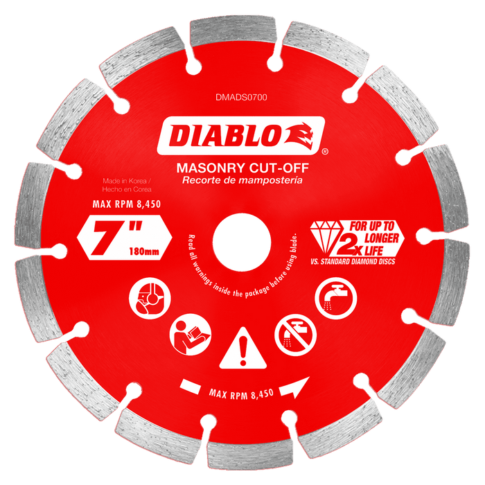 DIABLO Discos de corte segmentados de diamante de 7" para mampostería