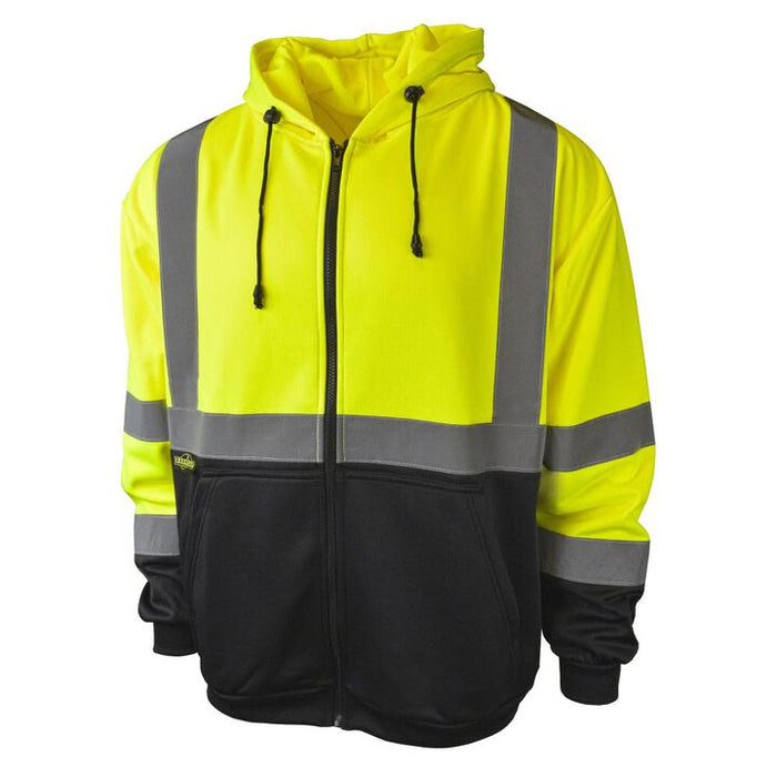 Radians RADWEAR Class 3 Yellow Blocked Zippered Hooded Sweatshirt
