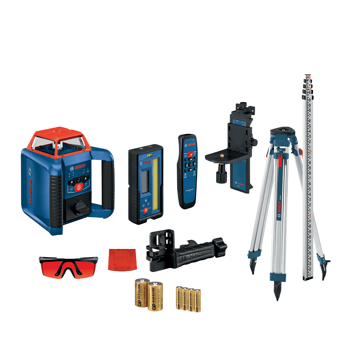 BOSCH REVOLVE2000 Red-Beam Self-Leveling Horizontal/Vertical Rotary Laser Kit