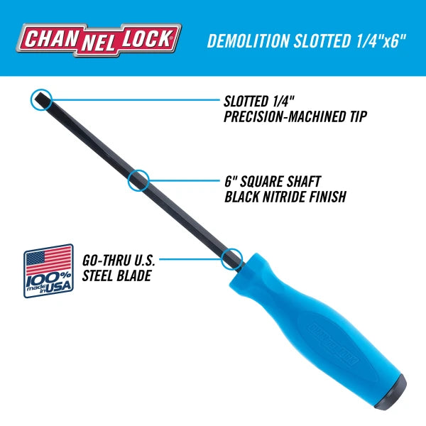CHANNELLOCK Demolition Slotted 1/4" x 6" Screwdriver