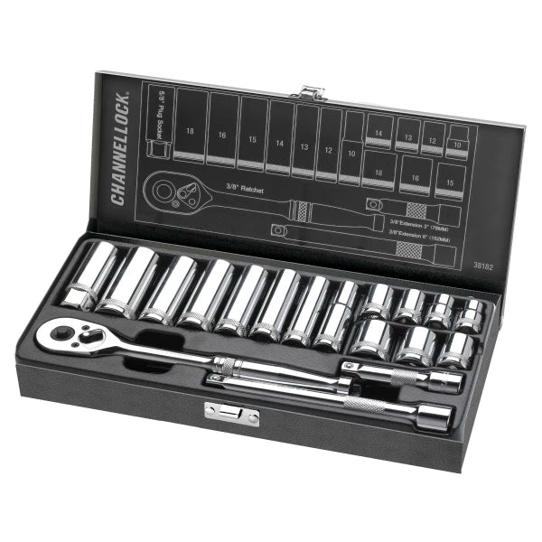 CHANNELLOCK 18pc 3/8" DR Metric Set