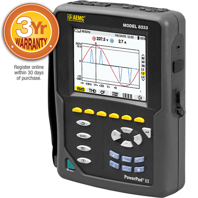 AEMC 2136.12 PowerPad® III Model 8333 w/3 MN193-BK Probes