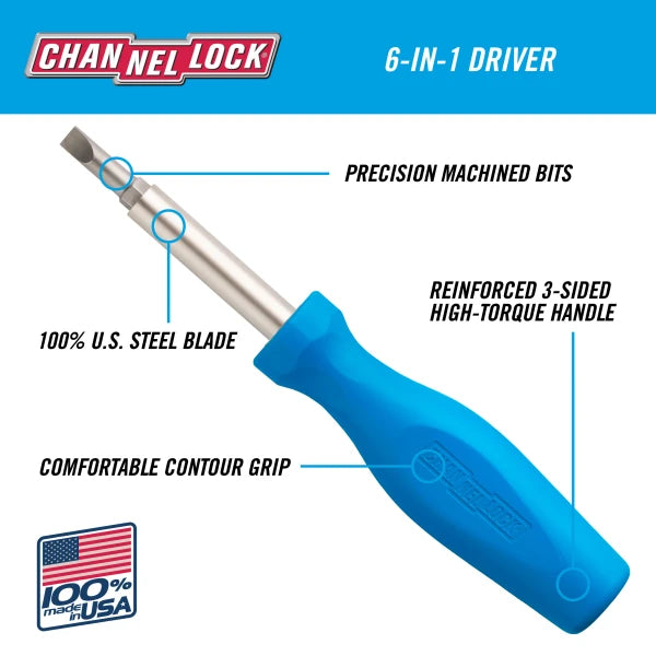 CHANNELLOCK 6N1 Screwdriver, Nut Driver