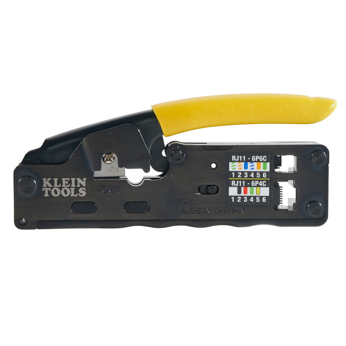 KLEIN TOOLS Compact Ratcheting Data Cable Crimper / Stripper / Cutter