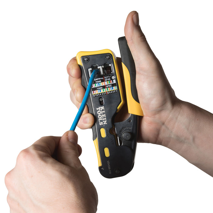KLEIN TOOLS Ratcheting Cable Crimper / Stripper / Cutter For PASS-THRU™
