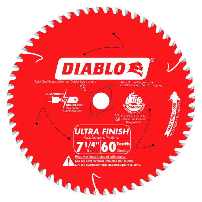 DIABLO 7-1/4" X 60 Tooth Ultra Finish Saw Blade