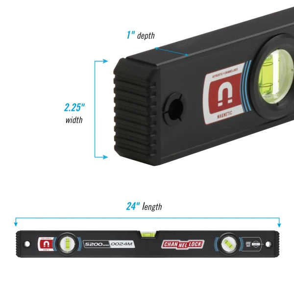 CHANNELLOCK 24" Box Level, Magnetic