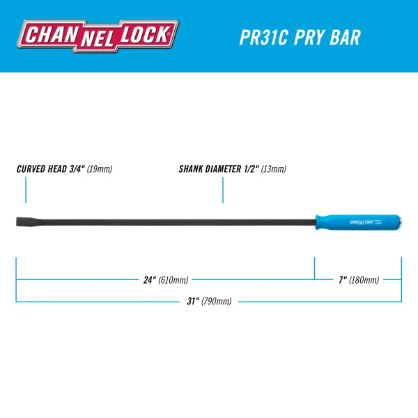CHANNELLOCK 31-inch Pry Bar, 1/2" x 24"