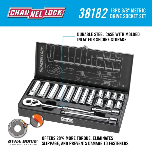 CHANNELLOCK 18pc 3/8" DR Metric Set
