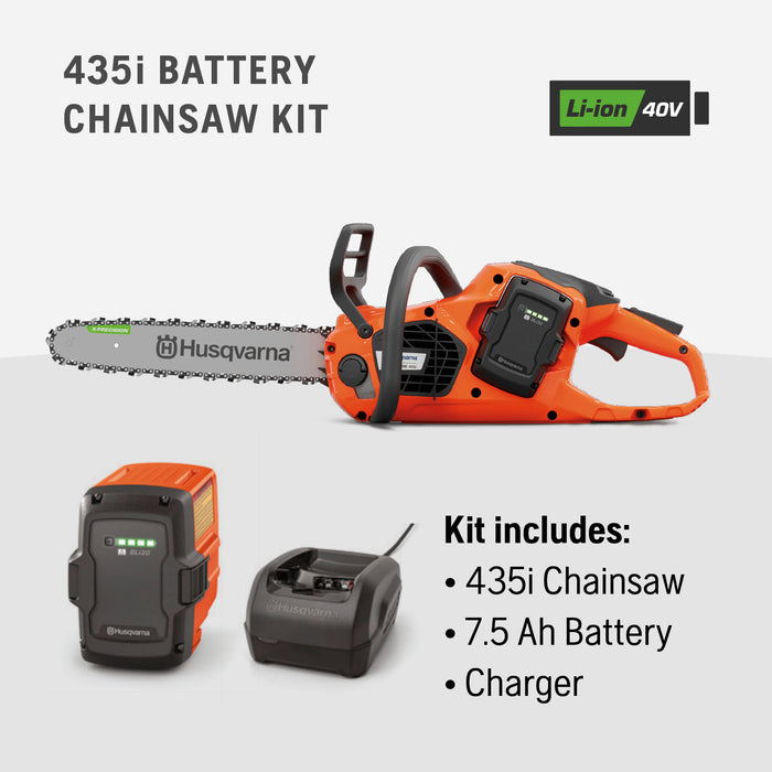 Husqvarna Power Axe 435i 16 inch 40V Battery Powered Cordless Chainsaw, 7.5 Ah Battery and Charger Included 970718224