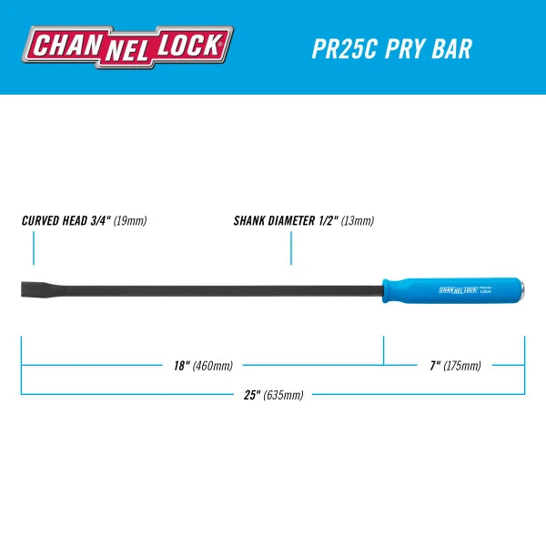 CHANNELLOCK 25-inch Pry Bar, 1/2" x 18"