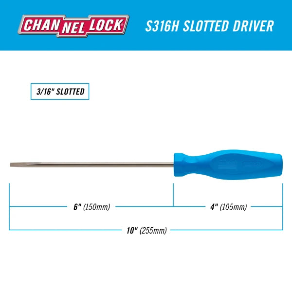 CHANNELLOCK Slotted 3/16" x 6" Screwdriver