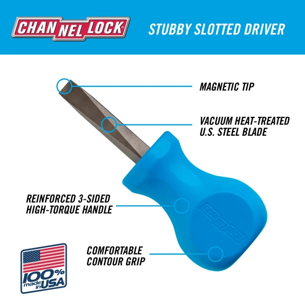 CHANNELLOCK Slotted 1/4" x 1.5" Stubby Screwdriver