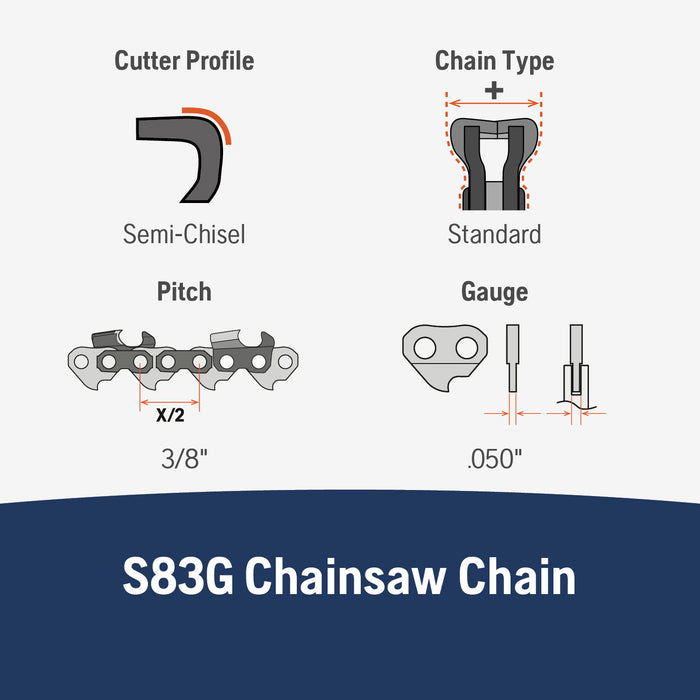 HUSQVARNA X-CUT S83G, 3/8" Pitch, .050 Gauge