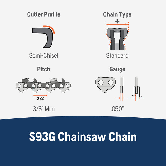 HUSQVARNA X-CUT S93G, 3/8" Mini Pitch, .050 Gauge