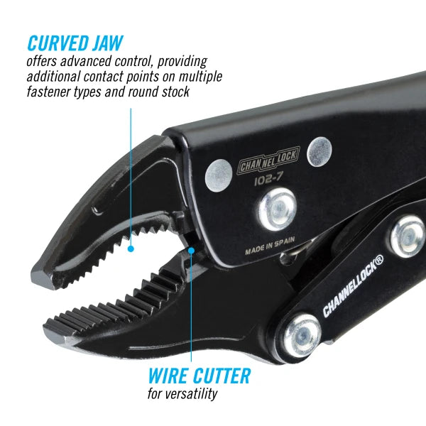 CHANNELLOCK 7" Locking Pliers, Curved Jaw
