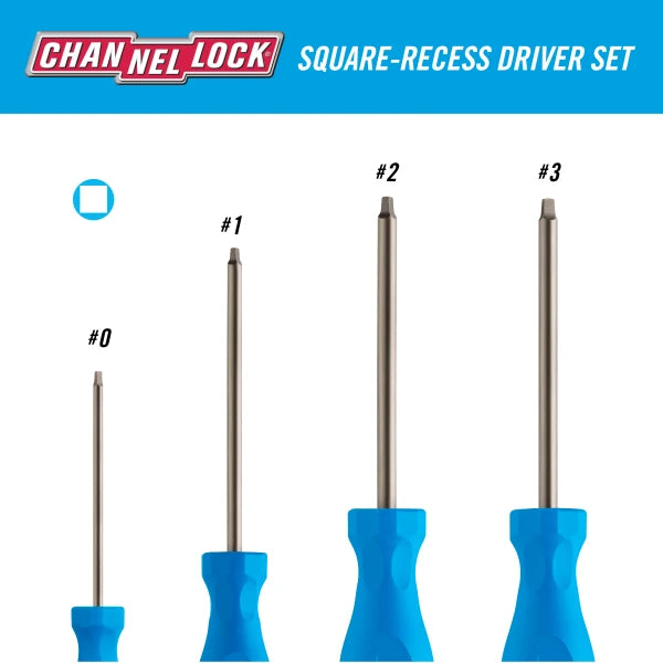 CHANNELLOCK 4pc Square-Recess Driver Set