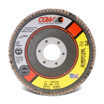 Camel Grinding Wheel 5" x 7/8" Type 27 Z3 Premium Zirconia Flap Disc, 36 Grit