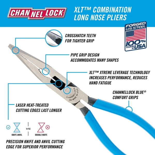CHANNELLOCK 8" HL Long Nose Plier