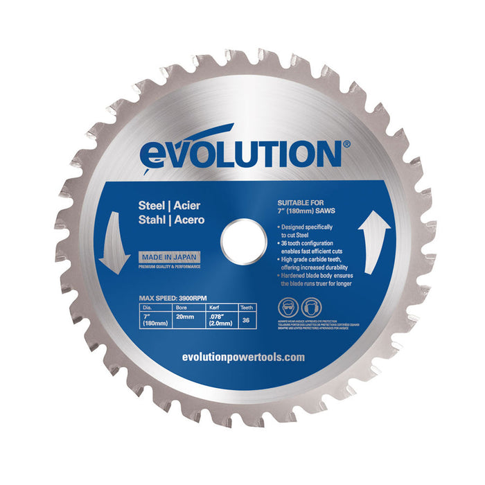 EVOLUTION 7" 36T, 25/32" Arbor, Tungsten Carbide Tipped Mild Steel & Ferrous Metal Cutting Blade