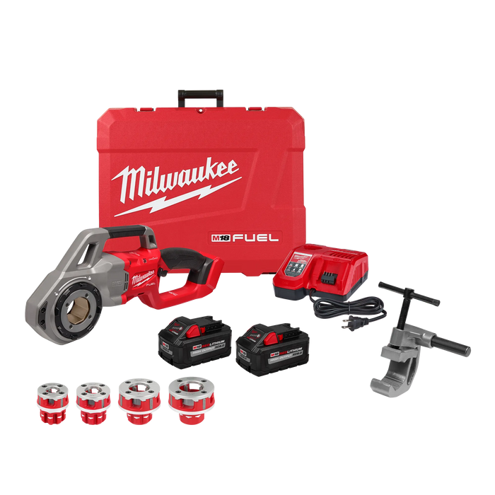 Roscadora de tubos compacta MILWAUKEE M18 FUEL™ con kit ONE-KEY™ con cabezales roscadores compactos de aluminio forjado NPT de 1/2" - 1-1/4"