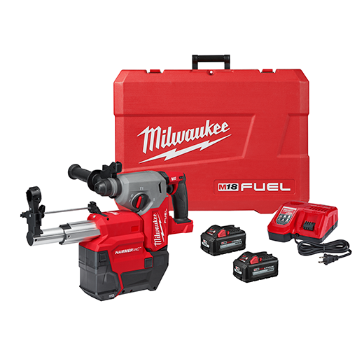 Kit de martillo perforador SDS PLUS de 1” MILWAUKEE M18 FUEL™ con extractor de polvo